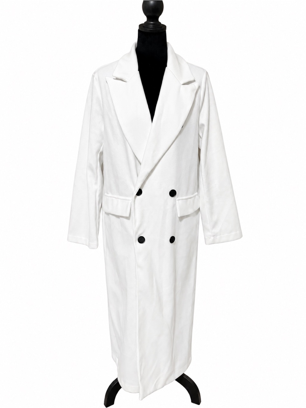 Women’s Double-Breasted White Trench Coat